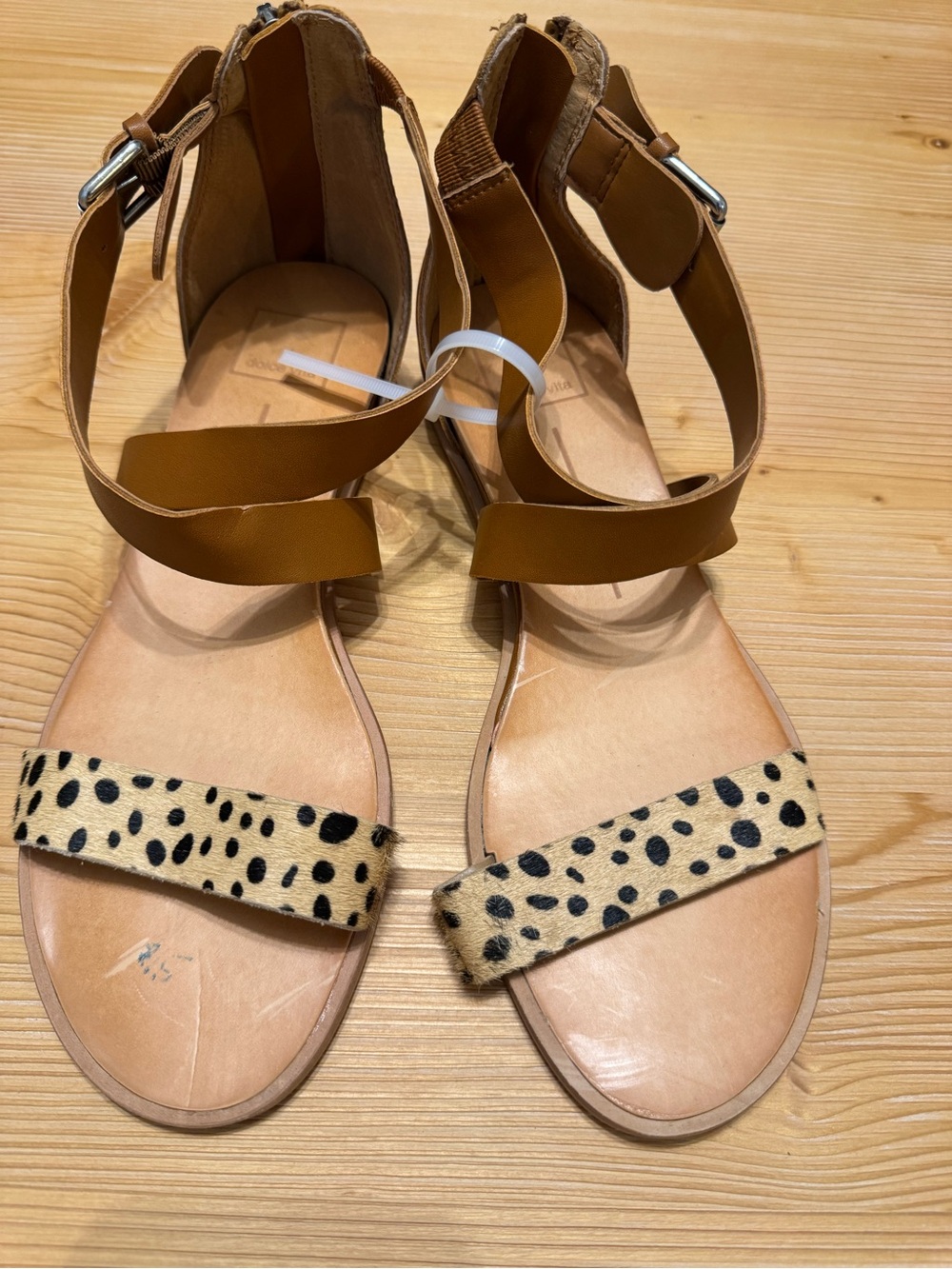 Dolce Vita Tan Sandals with Leopard-Print Strap Size 8.5
